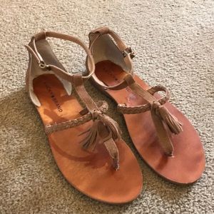 LP-Akatia Lucky Brand suede braided tassel sandal
